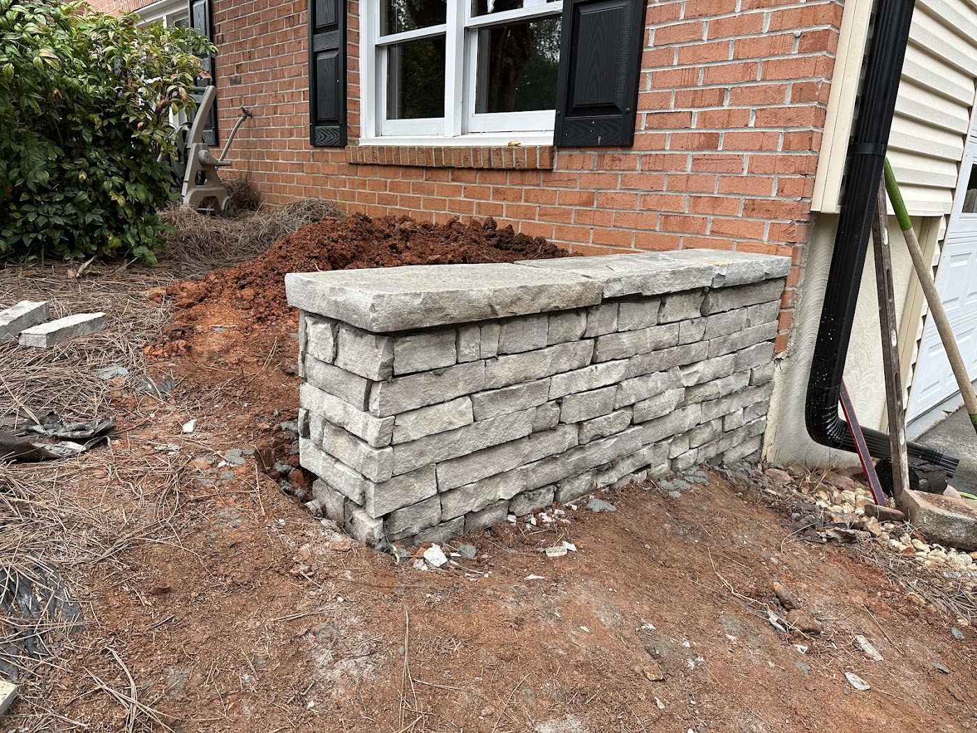 Stacked stone wall